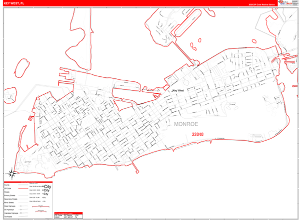 Key West, FL Zip Code Map